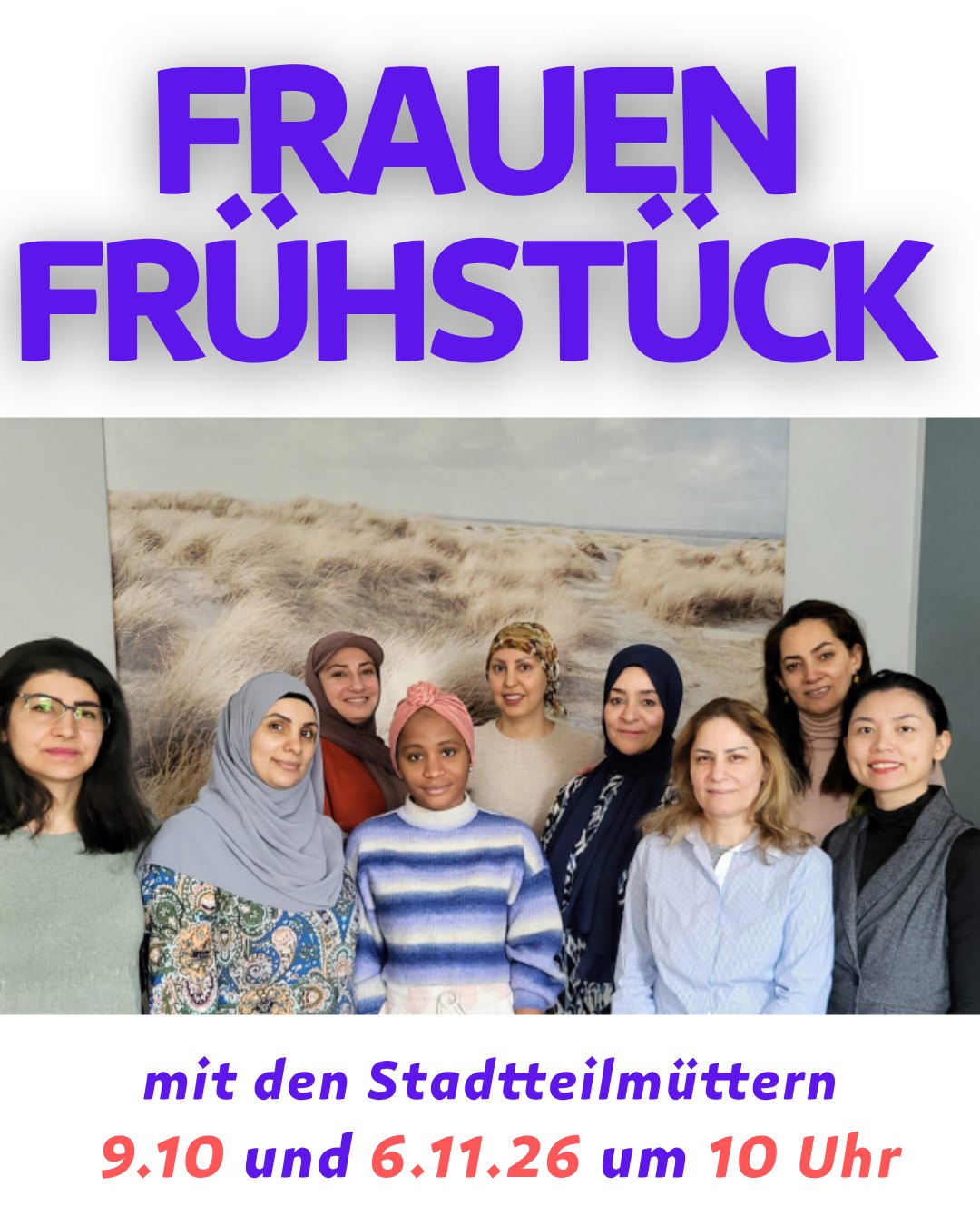 ☀️ Lust auf ein gemütliches Frühstück und nette Begegnungen?

Die Stadtteilmütter Pankow von @sehstern_ev laden euch ins Stadtteilzentrum Weißensee ein! 💛
Bei leckerem Falafel, Hummus & anderen Köstlichkeiten könnt ihr ganz entspannt zusammenkommen, quatschen und euch austauschen.

Und wenn ihr Fragen rund um Familie, Erziehung, Kita, Schule oder Integration habt: Die Stadtteilmütter sind für euch da und sprechen Arabisch und Kurdisch. 🤝

📍 Stadtteilzentrum Weißensee
🕙 10 Uhr
📅 Freitag, 9. Oktober & 6. November

Kommt vorbei – wir freuen uns auf euch! 🌿

#Stadtteilmütter #Weißensee #Stadtteilzentrum Weißensee #Frühstück #Gemeinsam #Begegnung #Austausch #Familie #Kita #Schule #Integration #BerlinWeißensee #SEHsterneV