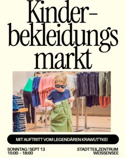 👕🧸 Kinderbekleidungsmarkt im STZ Weißensee! 🧸👶
Ihr sucht gut erhaltene Kinderkleidung, Spielzeug oder Babyausstattung? Dann kommt vorbei! 💛
Am Sonntag, 13. September, von 15–18 Uhr findet bei uns im Stadtteilzentrum Weißensee wieder unser Second-Hand-Markt für Baby- und Kinderbekleidung bis Größe 176, Spielzeug und Babyausstattung statt.
Und das Beste: Ab 16:30 Uhr sorgt der legendäre Krawuttke mit seinem Kindermusikprogramm für Party- und Wohlfühlstimmung bei Groß und Klein! 🎶🤸♀️🎉
📍 Stadtteilzentrum Weißensee
Pistoriusstr. 23, 13086 Berlin
🗓 Sonntag, 13.09.
⏰ 15–18 Uhr
Kommt vorbei, stöbert, entdeckt neue Lieblingsstücke und verbringt einen schönen Nachmittag bei uns! 💚
#Kinderbekleidungsmarkt #SecondHand #Kinderkleidung #Babykleidung #Spielzeug #Babyausstattung #Weißensee #BerlinWeißensee #Nachbarschaft #Krawuttke #Kindermusik #StadtteilzentrumWeißensee