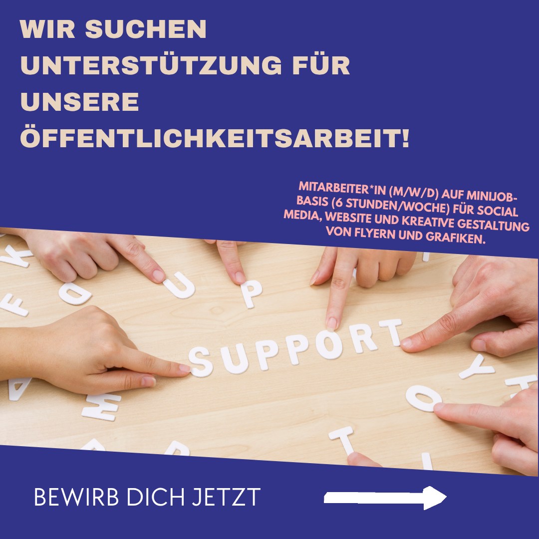 📣 Wir suchen Verstärkung für Social Media & Grafik! 🎨📱
Du hast ein Auge für Gestaltung, kennst dich mit Instagram aus und hast Lust, das Leben im Kiez sichtbar zu machen? Dann komm zu uns ins Stadtteilzentrum Weißensee! 💛
Der FreiZeitHaus e.V. sucht ab sofort Unterstützung im Bereich Social Media & Grafik auf Minijob-Basis.
Deine Aufgaben:
📲 Social-Media-Posts und Grafiken mit Canva gestalten
💻 Inhalte für Instagram, nebenan.de und unsere Website erstellen und pflegen
🖼️ Vorlagen für Flyer und Aushänge entwickeln
💡 Das bringst du mit:
Erfahrung mit Social Media, besonders Instagram
Sicherer Umgang mit Canva oder ähnlichen Programmen
Kreativität, ein gutes Auge für Design und Freude an Kommunikation
Selbstständigkeit und Zuverlässigkeit
🌿 Das bieten wir dir:
Ein offenes, wertschätzendes Team und Raum für eigene Ideen
Eine sinnstiftende Tätigkeit mitten in Weißensee
30 Urlaubstage, zusätzliche freie Tage am 24. und 31.12.
Weiterbildungsmöglichkeiten und betriebliche Alterszusatzvorsorge
🕒 Umfang: 6 Stunden pro Woche
📅 Start: ab sofort
📍 Ort: Stadtteilzentrum Weißensee
💌 Neugierig geworden? Dann freuen wir uns auf deine Bewerbung!
📧 bewerbung@frei-zeit-haus.de
🌐 Mehr über uns:
www.frei-zeit-haus.de
www.stz-weissensee.de
Wir begrüßen Bewerbungen unabhängig von Geschlecht, Herkunft, Religion, Alter, Behinderung oder sexueller Identität. 💛
#JobBerlin #MinijobBerlin #Weißensee #Pankow #SocialMediaJob #Grafikdesign #FreiZeitHaus #StadtteilzentrumWeißensee